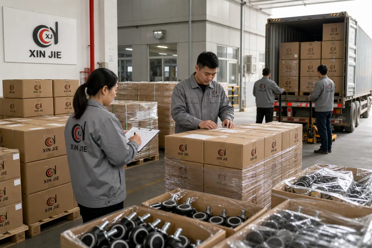 XIN JIE export packing for caster wheel orders