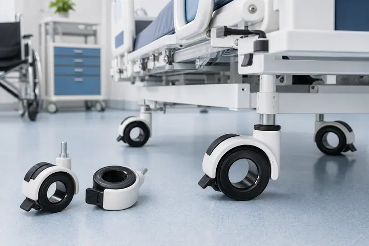 Medical equipment caster wheel application