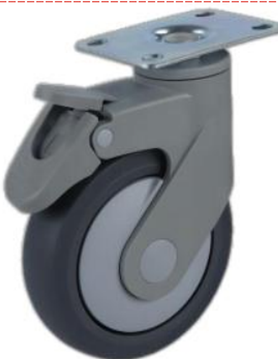 JQ-230-1 5 Inch Double Brake Medical Single Caster Wheel